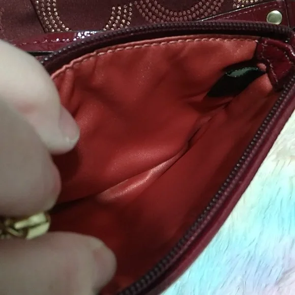 SALE! Auth Coach Sophia Mad Dotted Art Dark Red/Gold Bag & NWT Wristlet Bundle - Picture 8 of 16